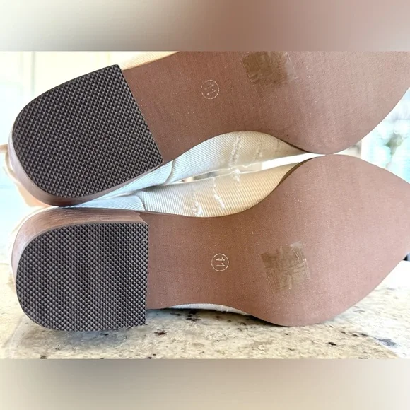 White Denim Western Heeled Boots with Orange Embroidery - Picture 12 of 12